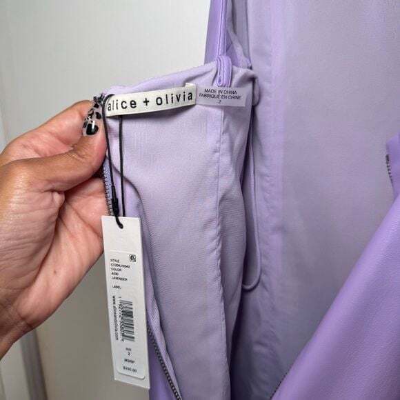 Alice + Olivia Lavender Purple Vegan Leather Mini Dress - Picture 8 of 8